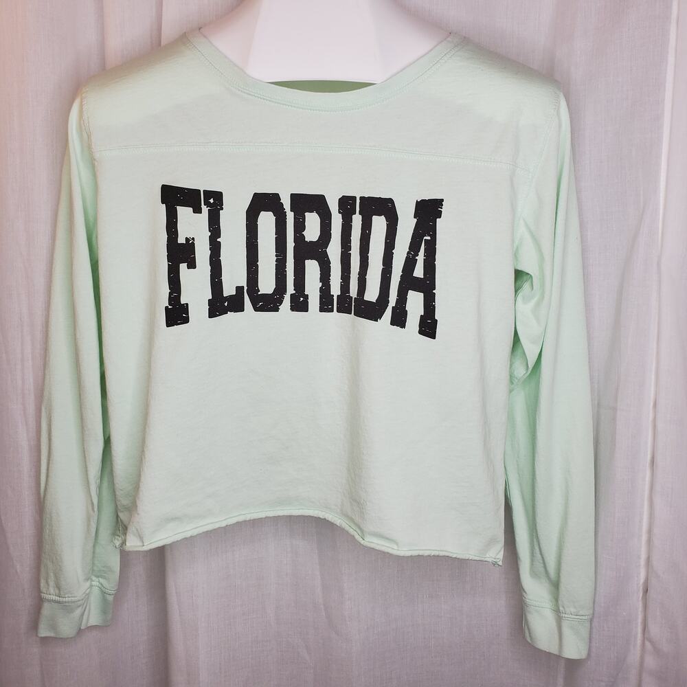 US Apparel Mint Florida Cropped Long Sleeve Tee, M